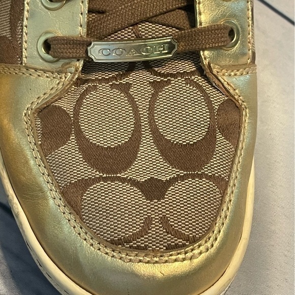 Coach Norra Gold Leather High Tops Sneakers Signature Print A1431 Size 9 - Picture 10 of 10